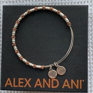 Alex and Ani Two Toned Beaded Charm Bracelet
